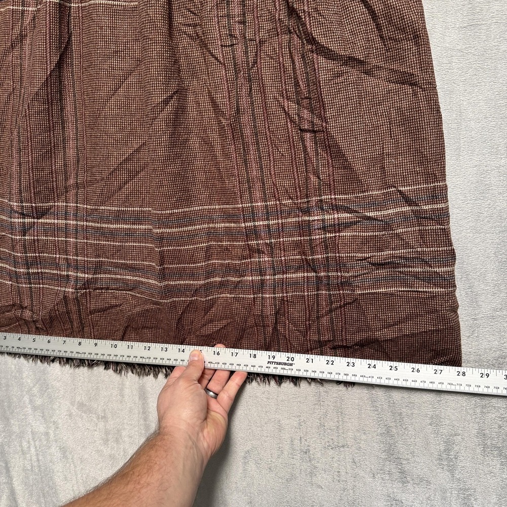 Vintage Panther Skirt Womens 29 Brown Plaid Tweed Fringe Midi Lined Made In USA - Picture 5 of 9